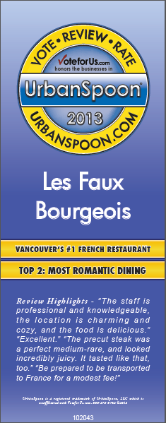 Urban Spoon-#1 French, Top 2 Romantic Restaurants—Vancouver